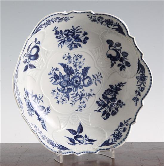 A Worcester Pine Cone pattern junket dish, c.1775, diameter 24.5cm